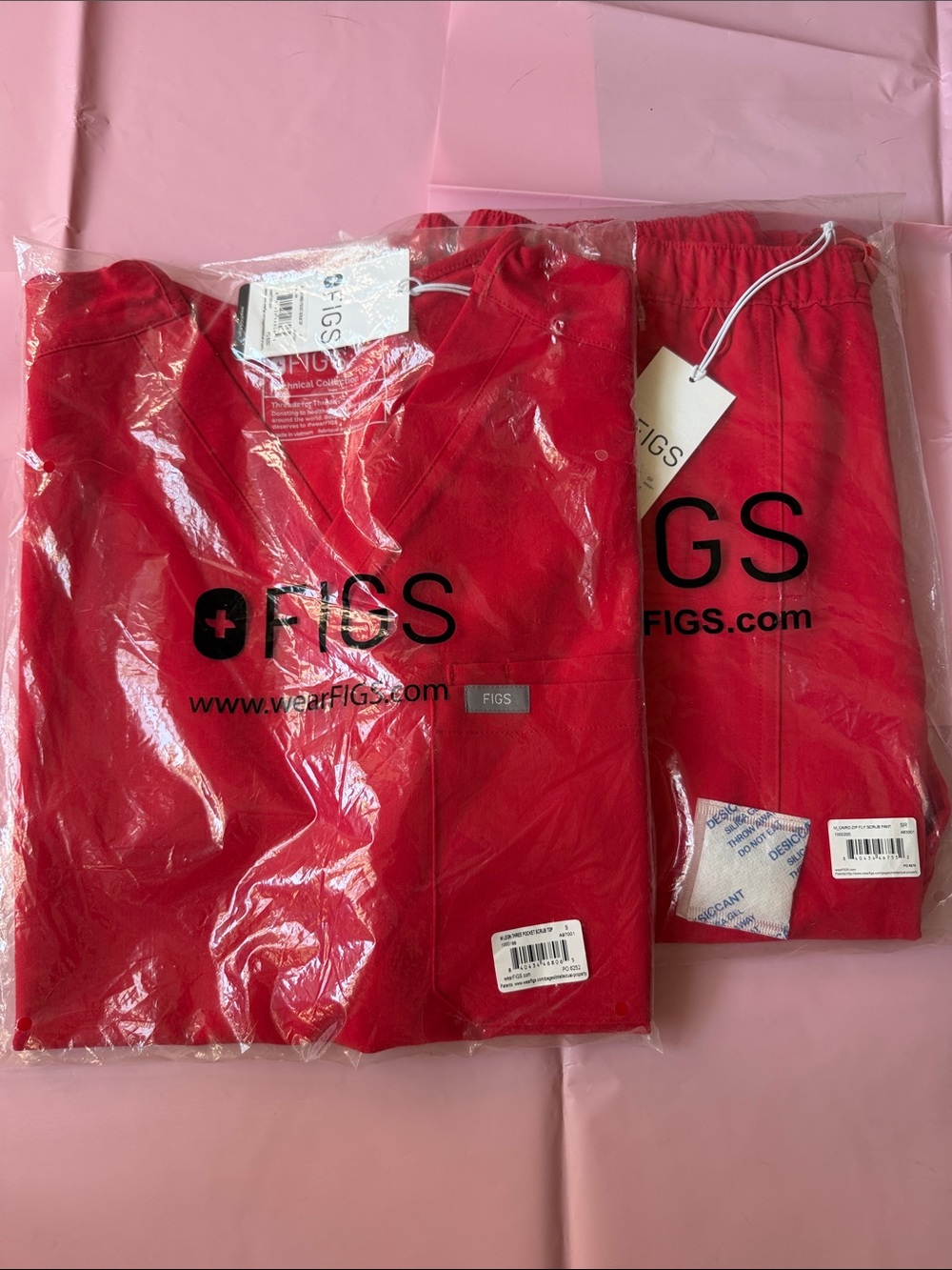 Figs red scrub set, S